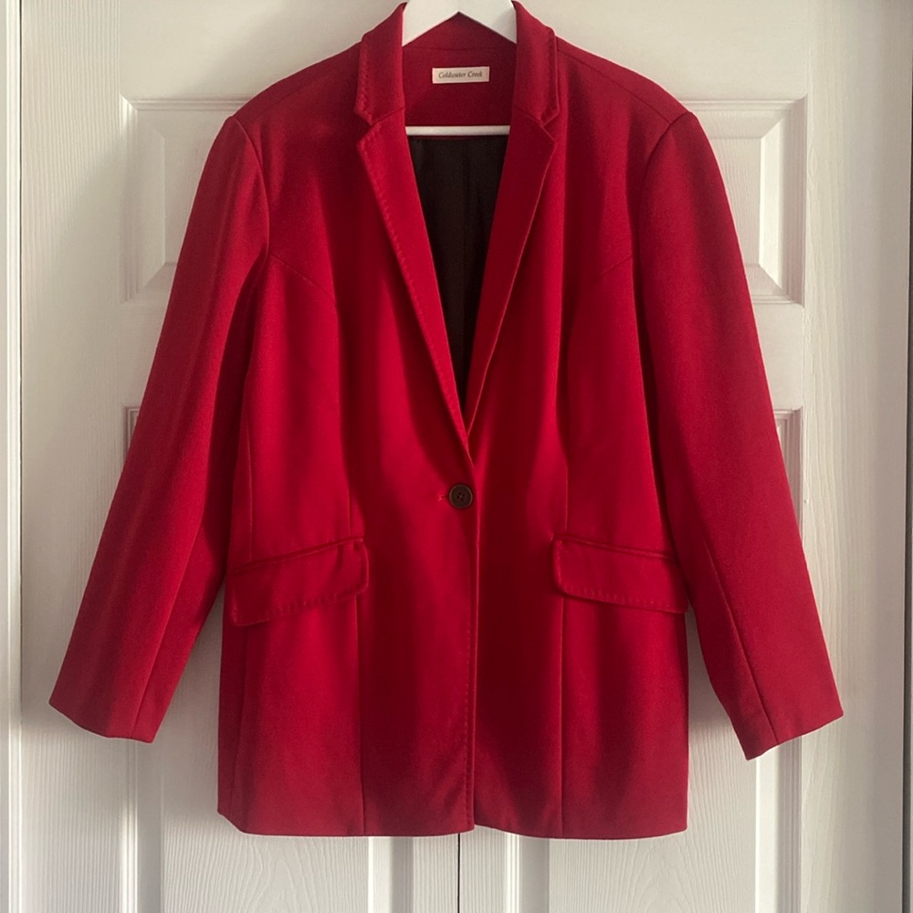 NWT Coldwater Creek Red Knit Boyfriend Jacket - Size 16